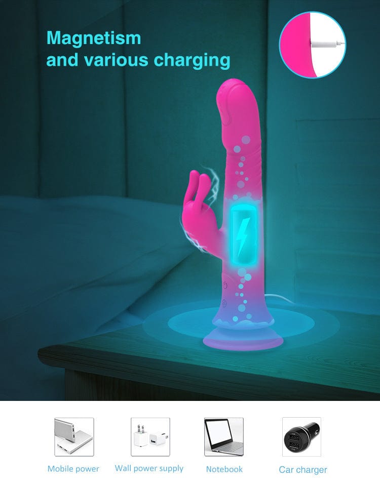 Rain Love Thrusting Strong Shock Rabbit Vibrator mit Saugnapf
