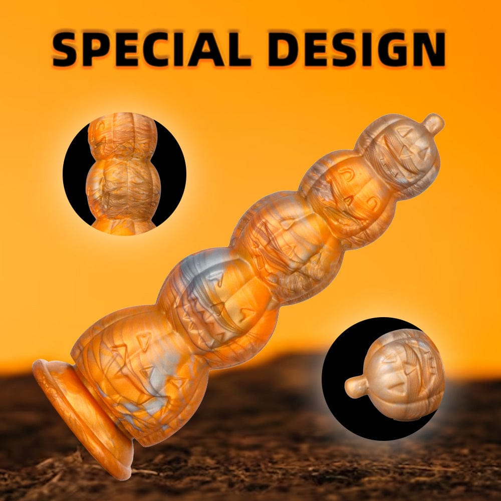 Halloween-Buttplug mit Kürbiskopf und Totenkopf