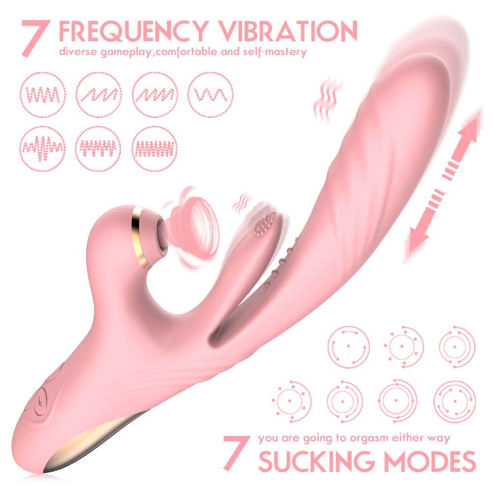 3-in-1 Saug- und Stoßvibrator mit Zunge für Klitoris und G-Punkt