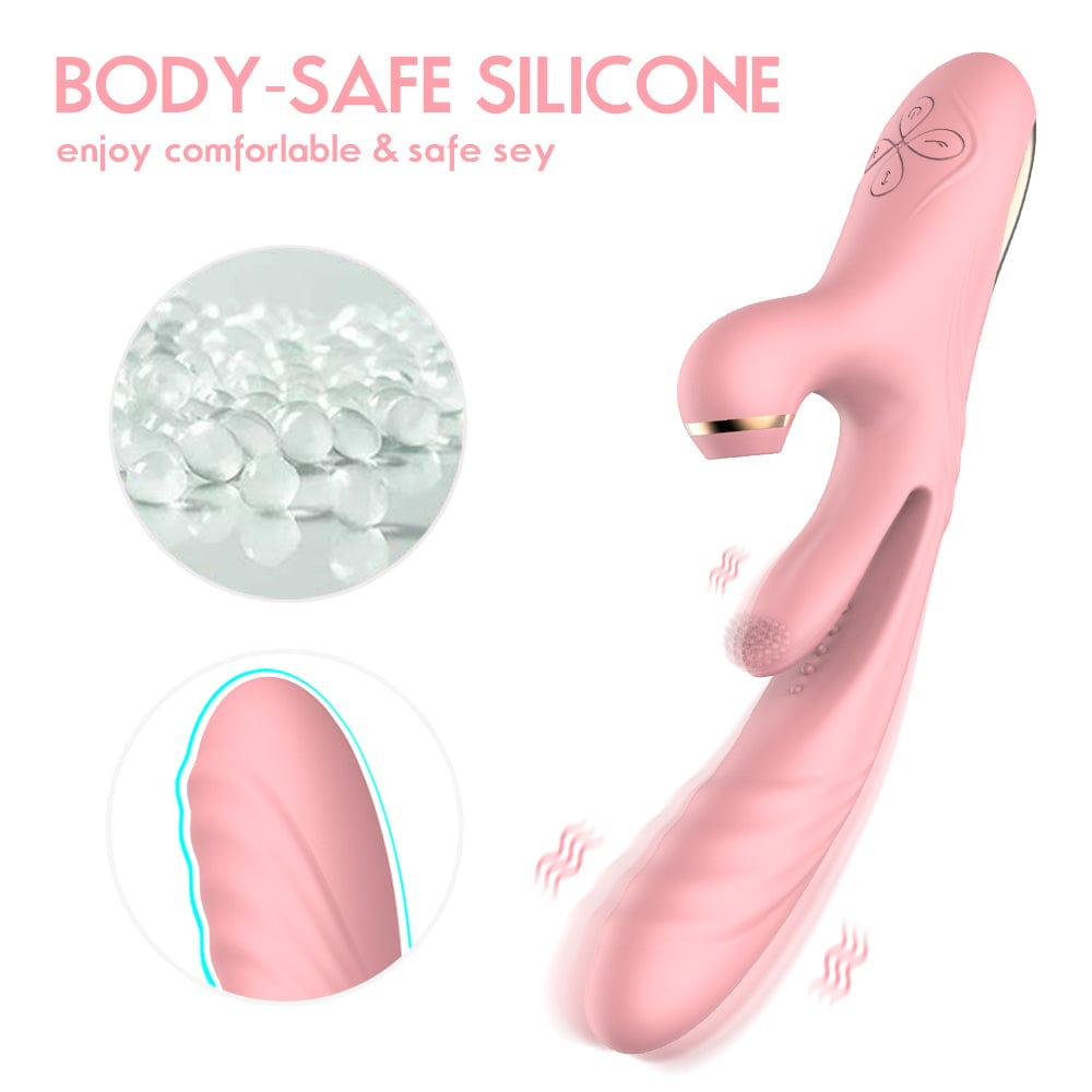 3-in-1 Saug- und Stoßvibrator mit Zunge für Klitoris und G-Punkt