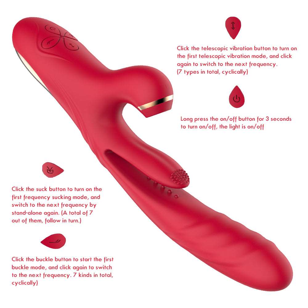 3-in-1 Saug- und Stoßvibrator mit Zunge für Klitoris und G-Punkt