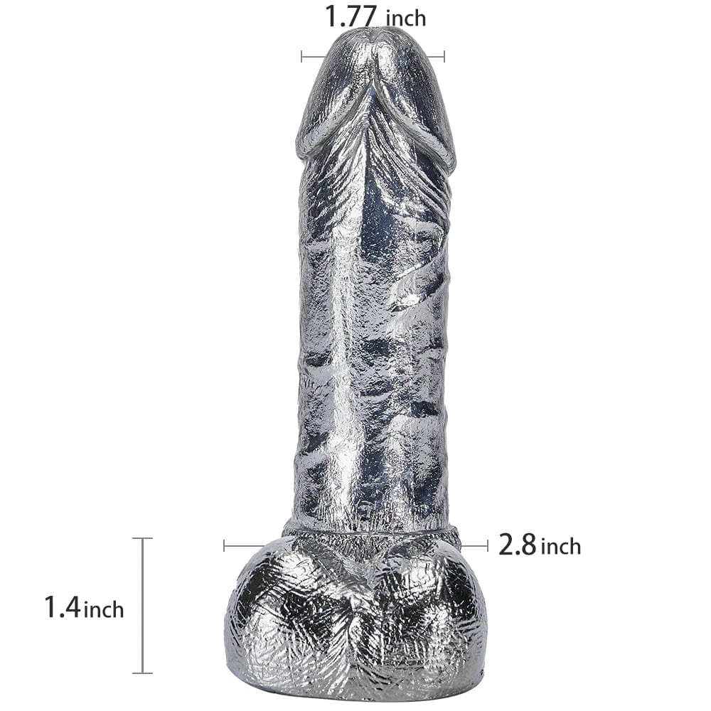 Silberner Dildo 6,8 Zoll G-Punkt Monster Metall Dildo Sexspielzeug für Frauen