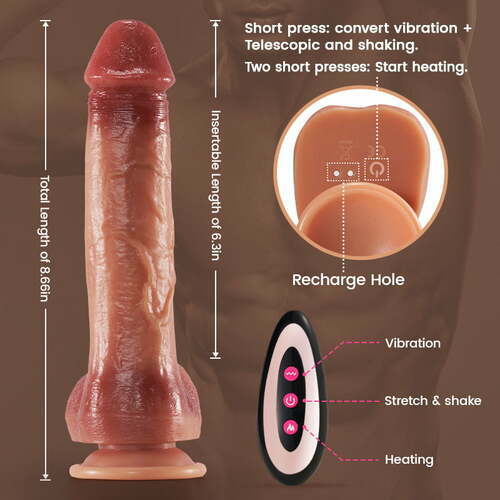 8.66 Inch 9 Vibrating Thrusting Swing Intelligent Heating Realistic Dildo