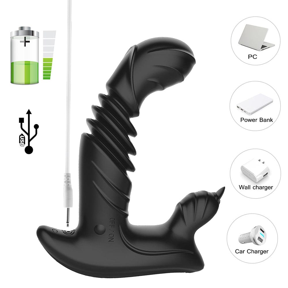 Telescopic Prostate Massager Double Shock Masturbation Anal Plug