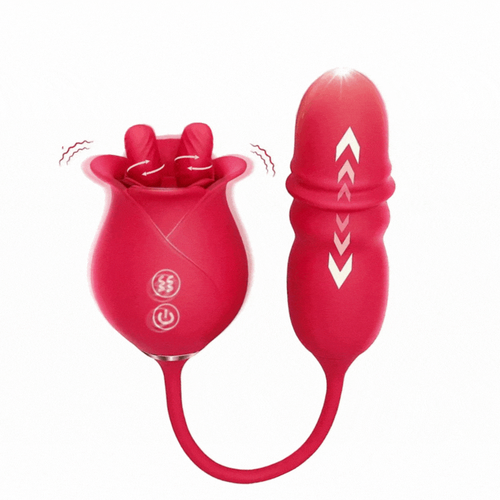 Rose Tongue Rose 10 Licking Thrust Clitoral Nipple Anal G Spot Vibrator