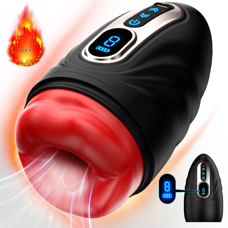 Mundumwickelter Penistrainer-Vibrator mit Heizstab