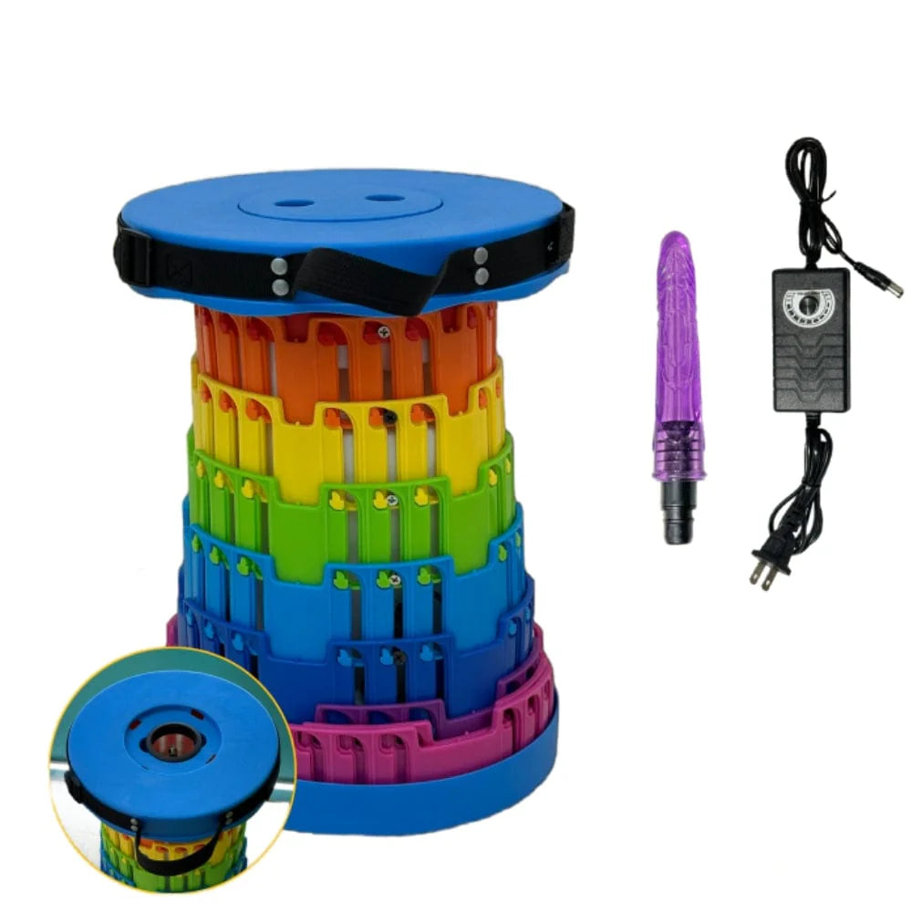 TOYHEERG Rainbow Telescopic Chair Sex Dildo Machine Outdoor Stimulation