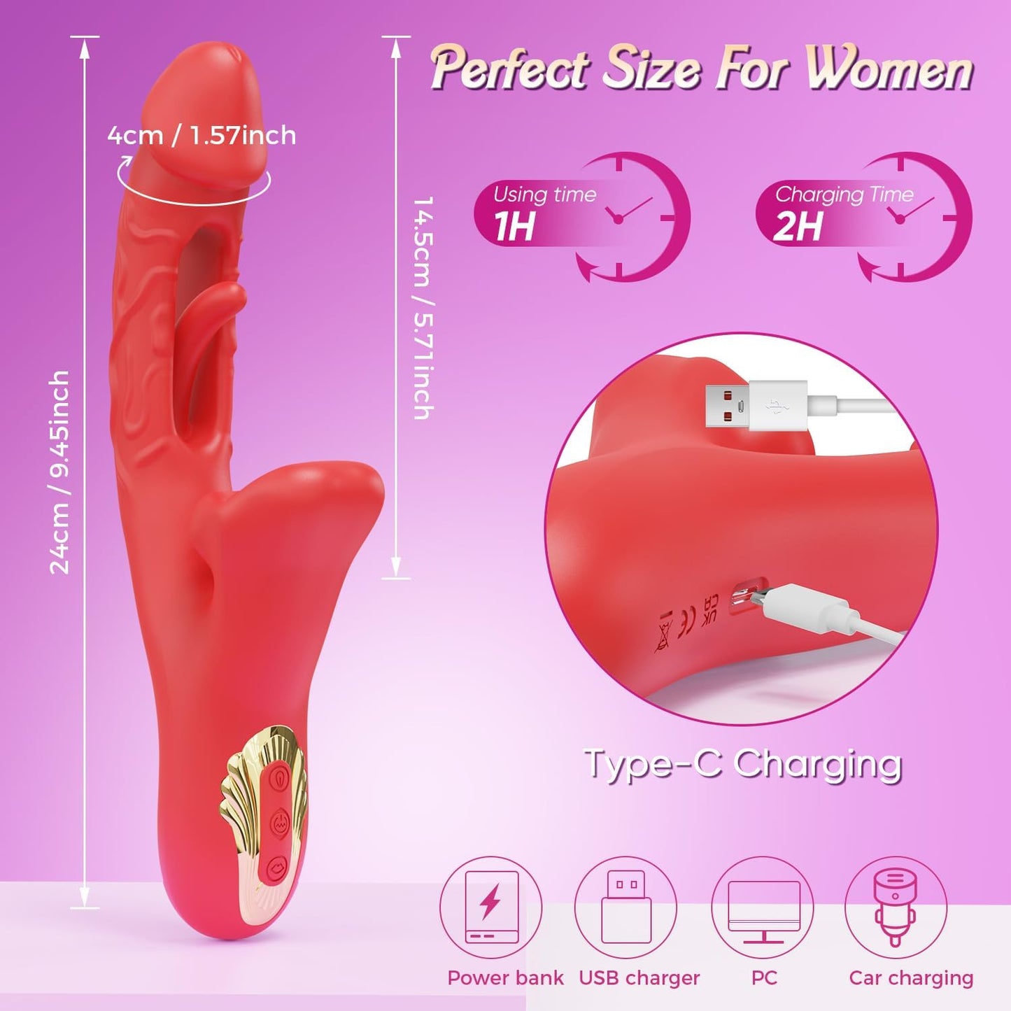 KissLip 4 in 1 Mouth Biting Clit G Spot Flapping Vibrator