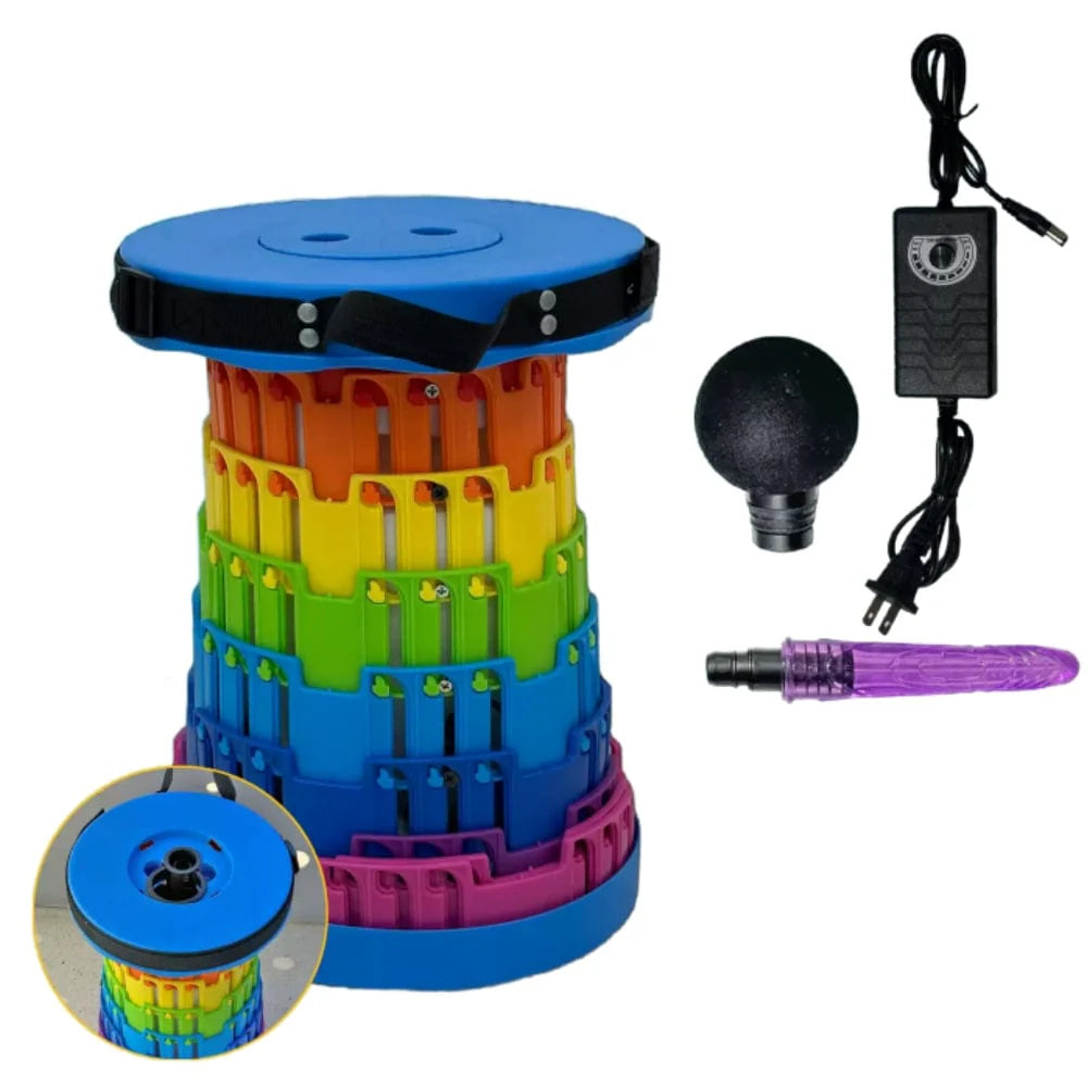 TOYHEERG Rainbow Telescopic Chair Sex Dildo Machine Outdoor Stimulation