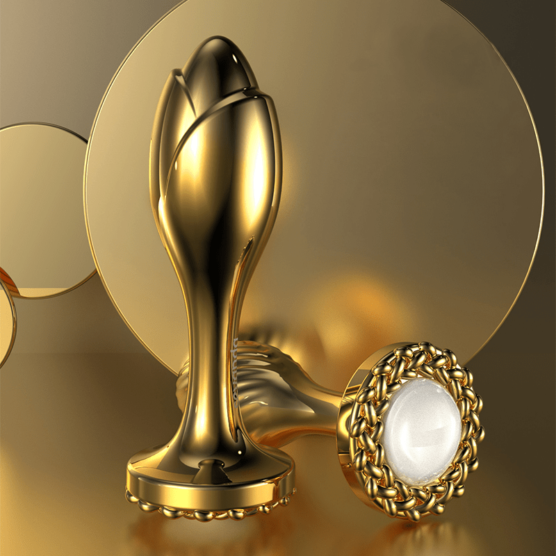 Pearl Rose Anal Plug Gold Stainless Steel Anal Expansion