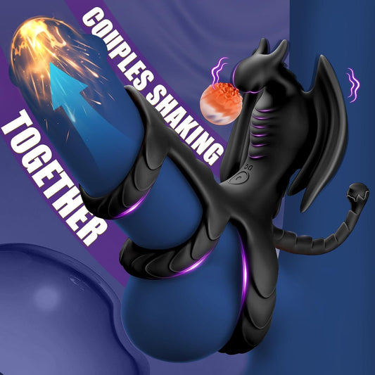 حلقات القضيب على شكل تنين، ألعاب جنسية للرجال مع 10 أوضاع اهتزاز