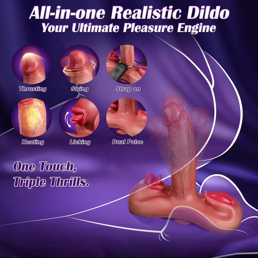 Cushion Style Realistic Dildo Thrusting Heating Sex Machine