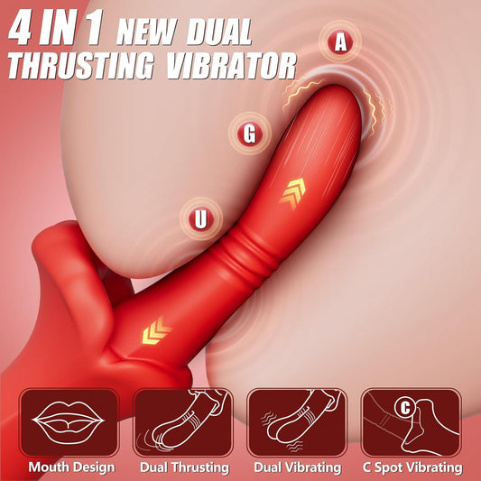 LipLuxe Mouth Clitoral Vibration Thrusting G Spot Vibrator