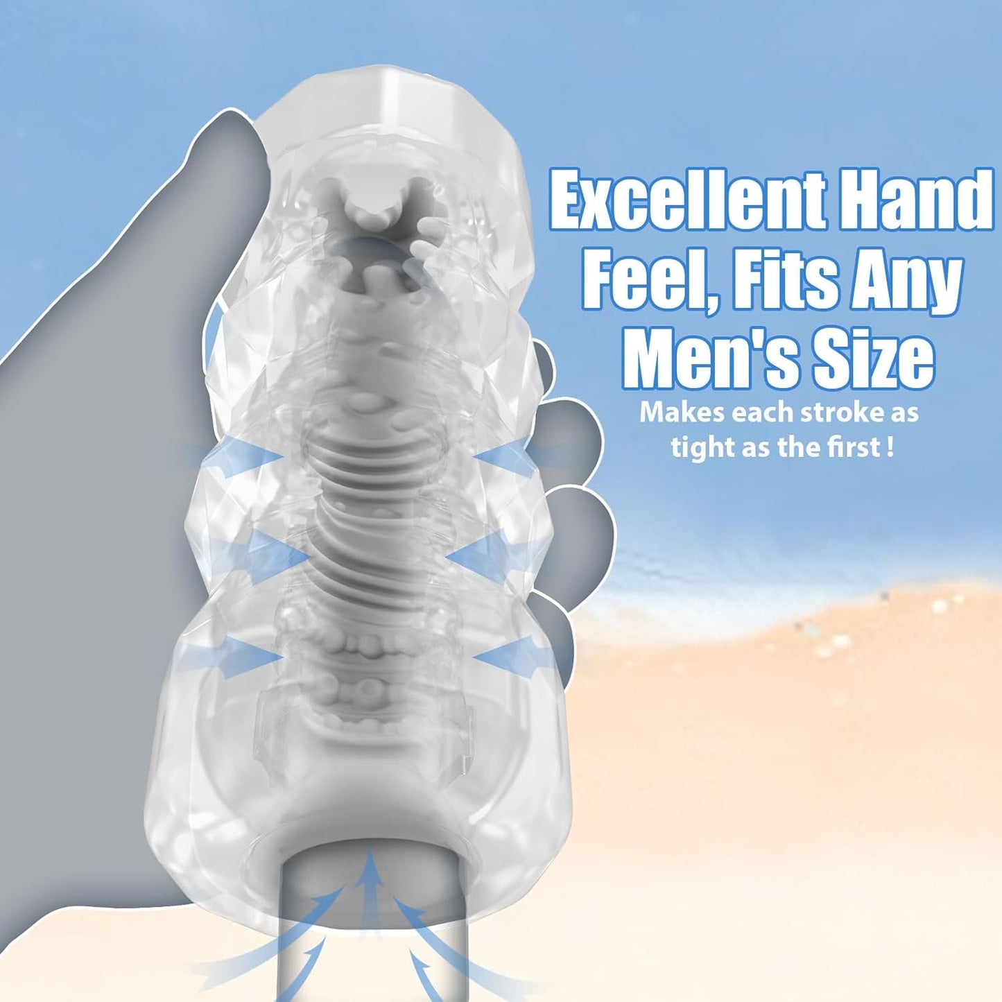 Manuelle männliche Masturbation, realistischer Stroker mit 3D-Struktur, 5 Farben