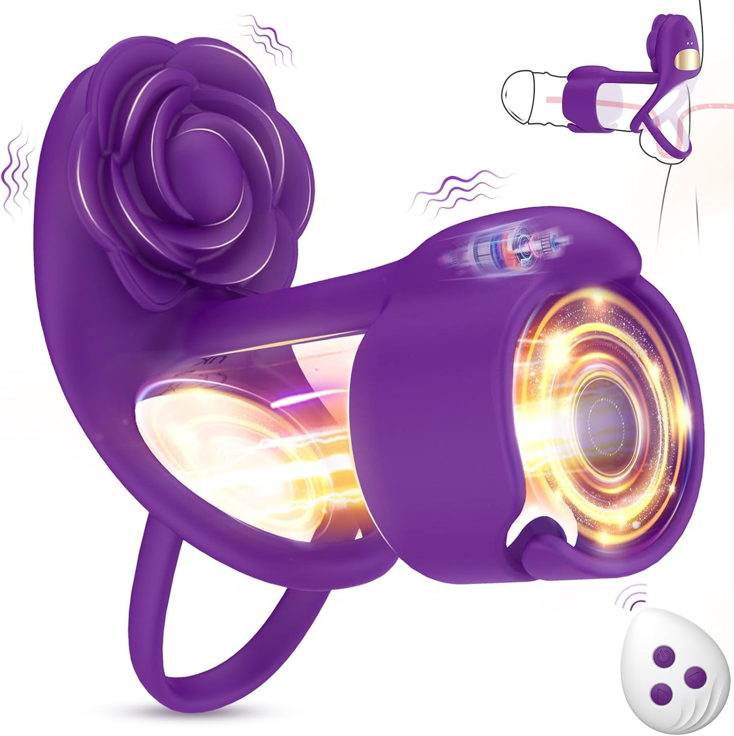 3 IN 1 Vibrating Rose Penis Ring with 10 Vibration