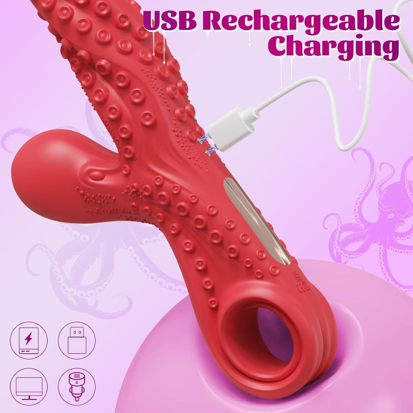 Octopus Tentacle Vibrating G-Spot Vibrator With Pull Ring