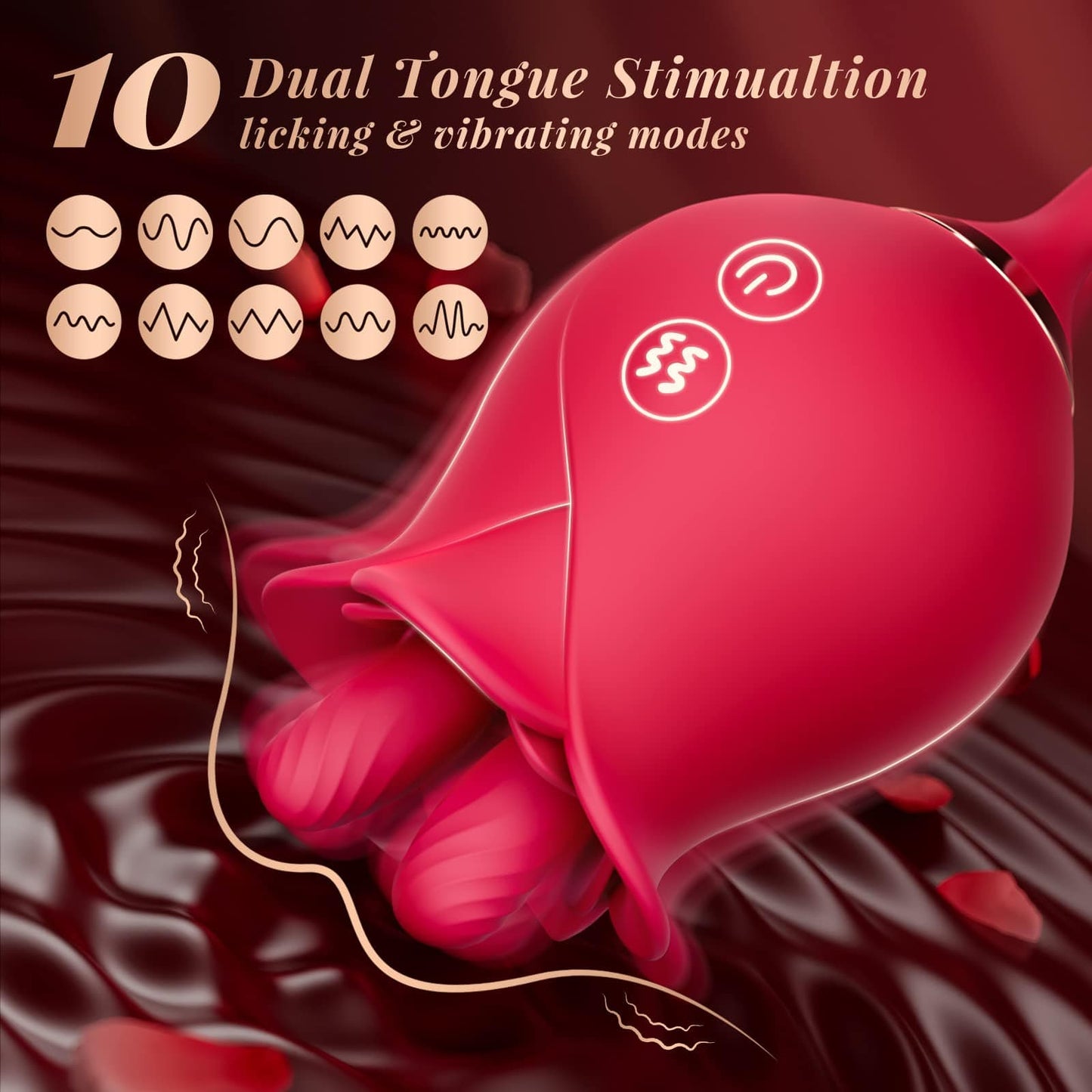 Rose Tongue Rose 10 Licking Thrust Clitoral Nipple Anal G Spot Vibrator