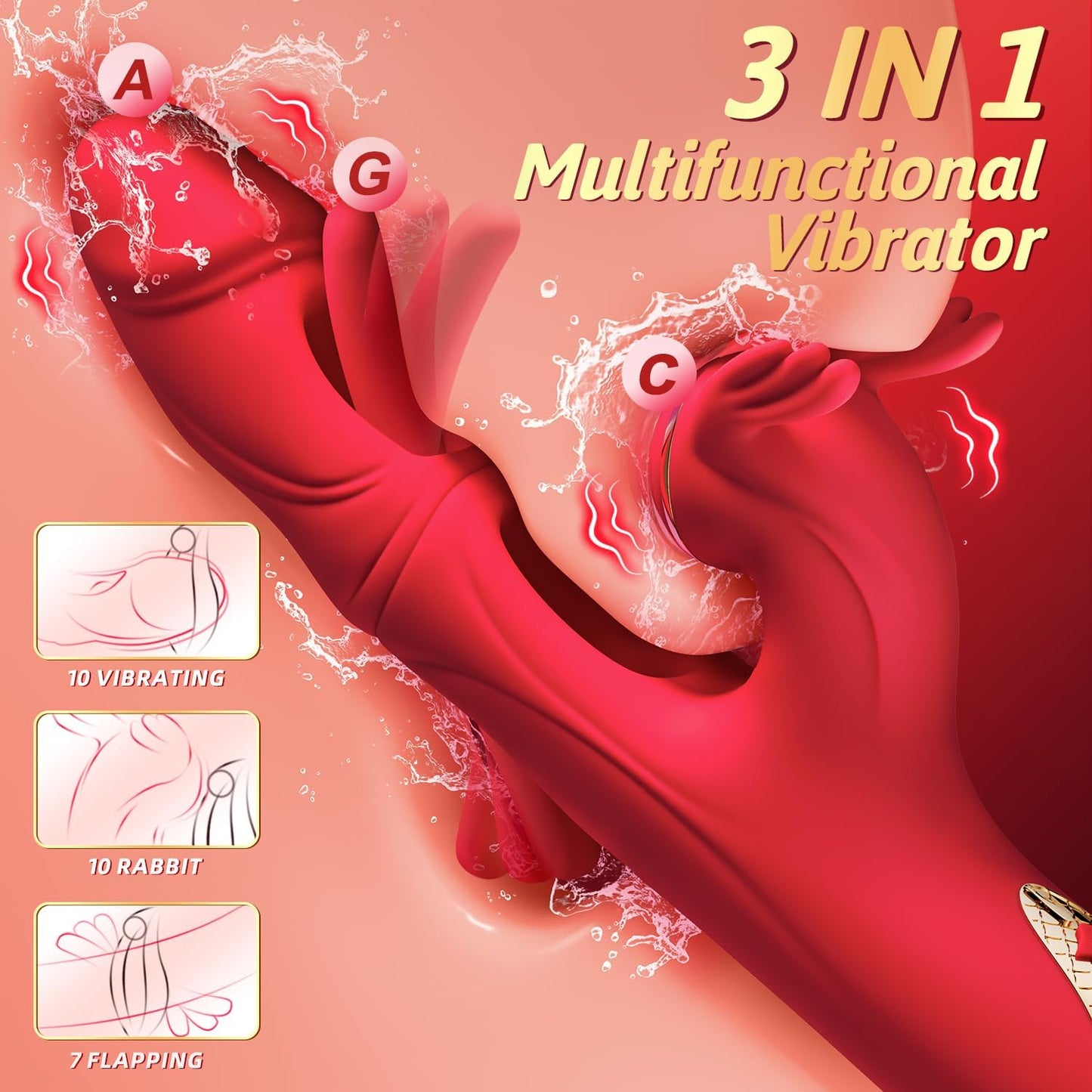 جهاز هزاز للمنطقة الحساسة من Angel 10 Tapping 7 Flapping Rabbit