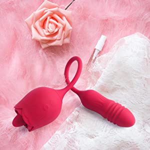 Rose Female Tongue Licking Egg Jumping Telescopic Masturbation