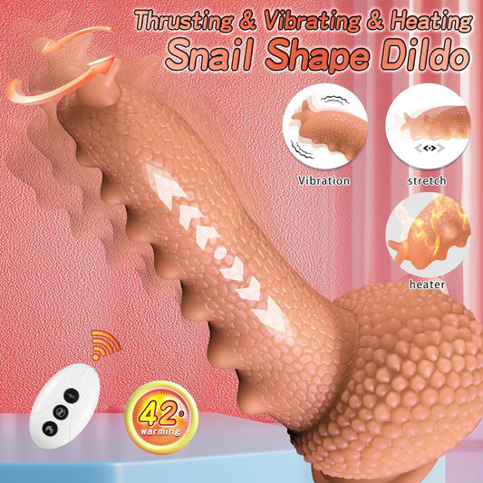 9.06in Thrusting Monster Snail Dildo Vibrator with 3 Thrusting & 9 Vibrating Modes