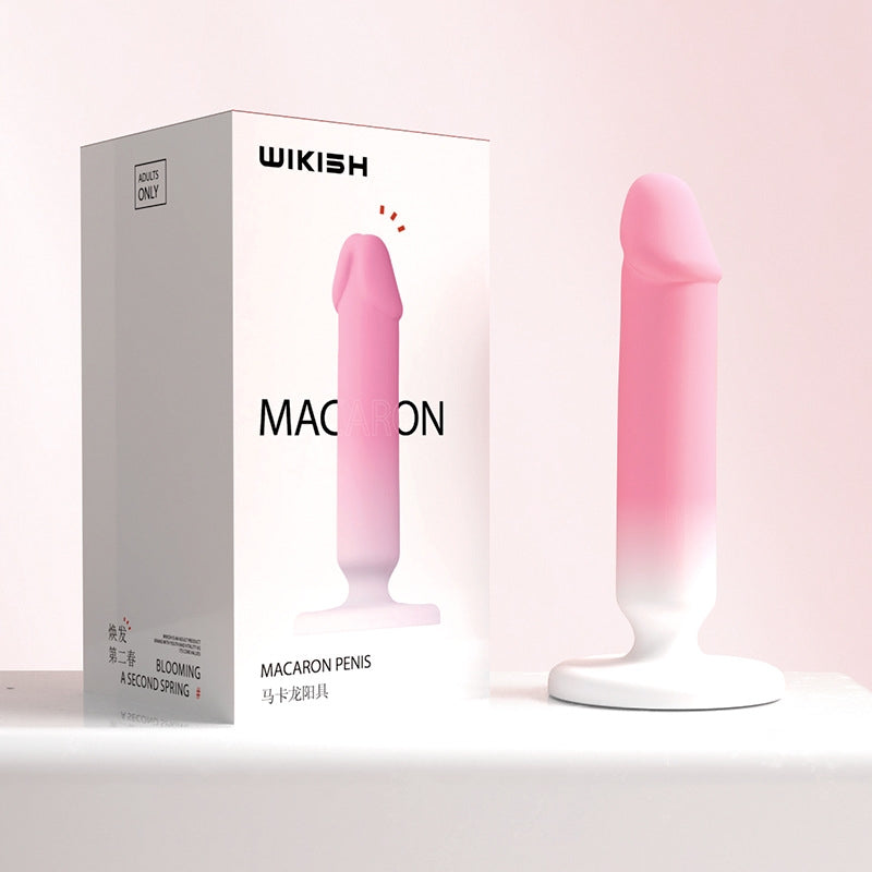 Gradient Pink Silicone Realistic Dildo Anal Plug