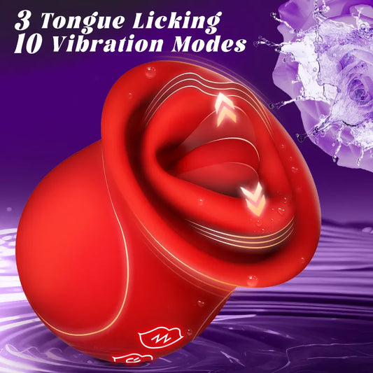 Rose Muncher - Licking Tongue Vibrator 10 French Kissing Modes