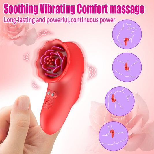Rose Finger Vibrator G Spot Clitoral Stimulator for Couple Flirting