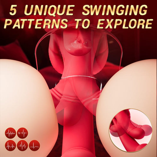 4 In 1 Rose Tongue Swing Vibrating G-Spot Clitoral Stimulation Dildo Machine