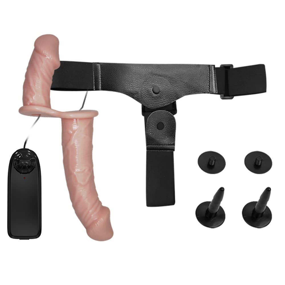 Vibrating Strap On Dildo Vibrator Double Dong Adjustable Harness