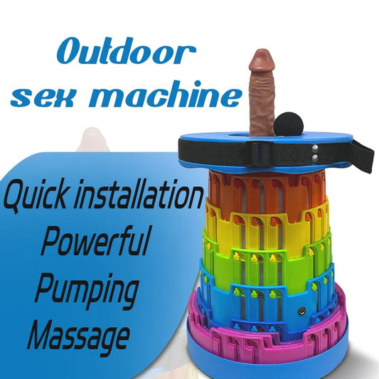 TOYHEERG Rainbow Telescopic Chair Sex Dildo Machine Outdoor Stimulation