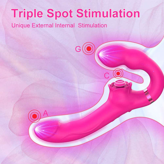3-in-1 Rose Klitorisstimulator Dual Motor Shock Panty Vibrator