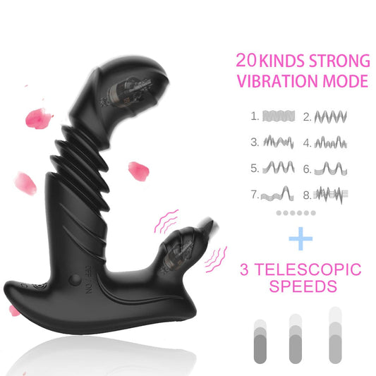 Telescopic Prostate Massager Double Shock Masturbation Anal Plug