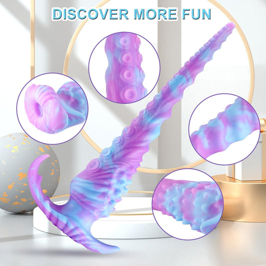 قضيب اصطناعي ضخم بطول 13.5 بوصة مع سدادة شرجية ضخمة وعقدة خيالية وحشية