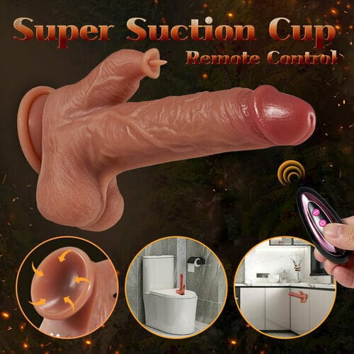 8.67 Inch Realistic Dildo 9 Vibrating Tongue Licking Thrusting Swing Heating