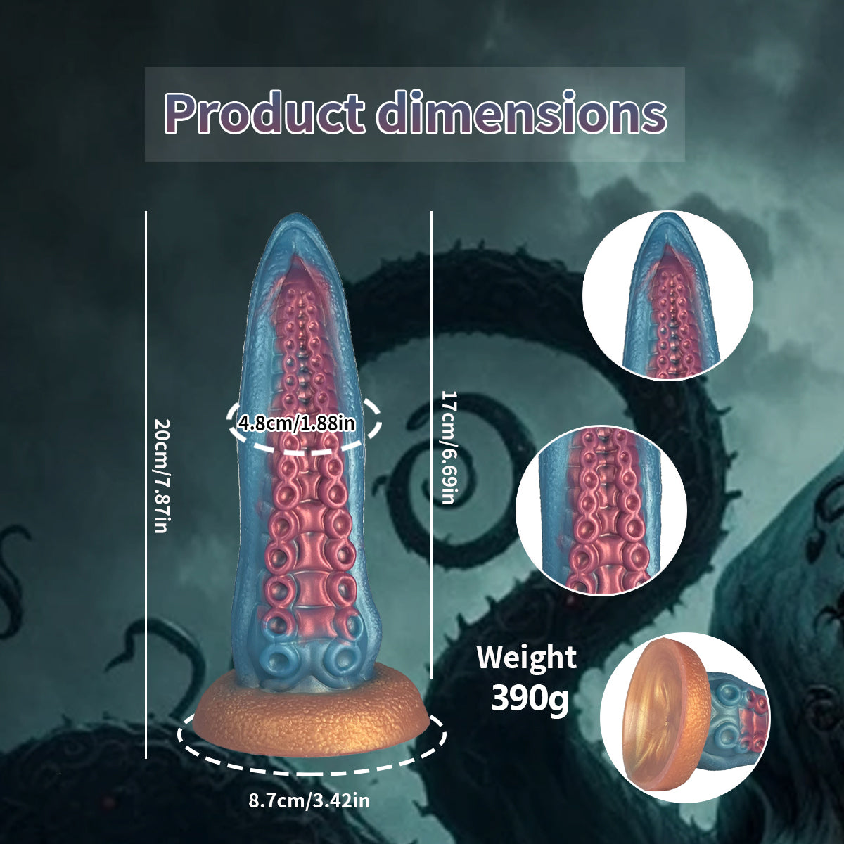Ocean Blue Octopus Tentacle Silicone Anal Dilator Fantasy Dildo