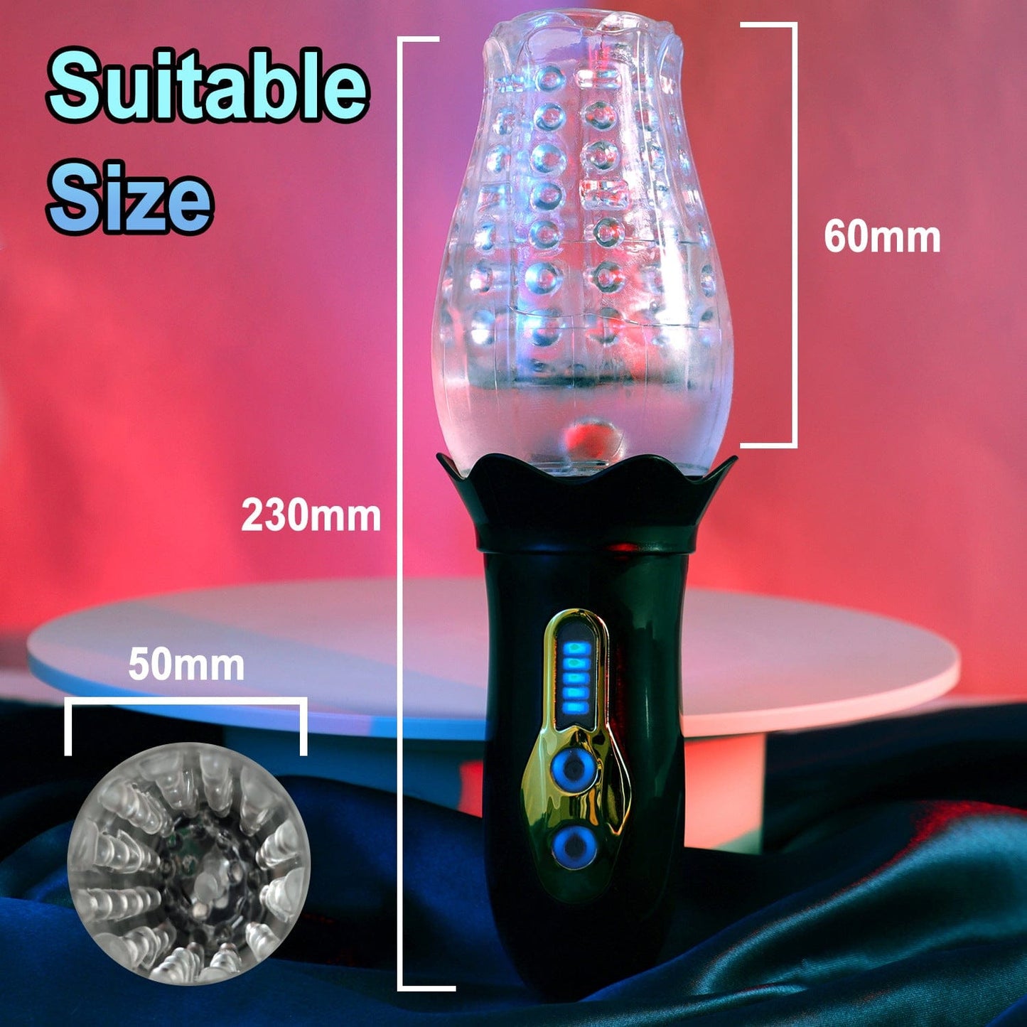 Male Rose Penistrainer Rotierender vibrierender Deepthroat-Masturbator
