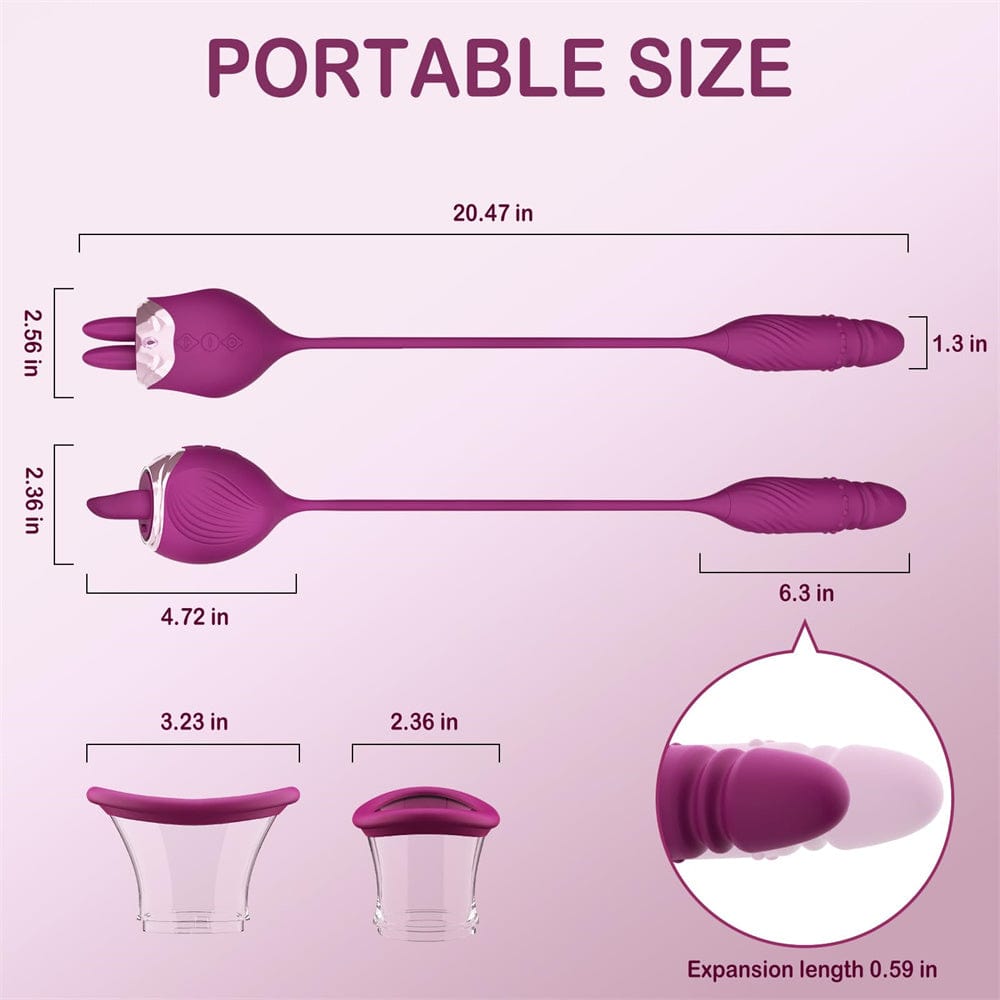 4 In 1 Rose Tongue G Spot Vibrator Clitoral Nipple Sucker Pump Stimulator