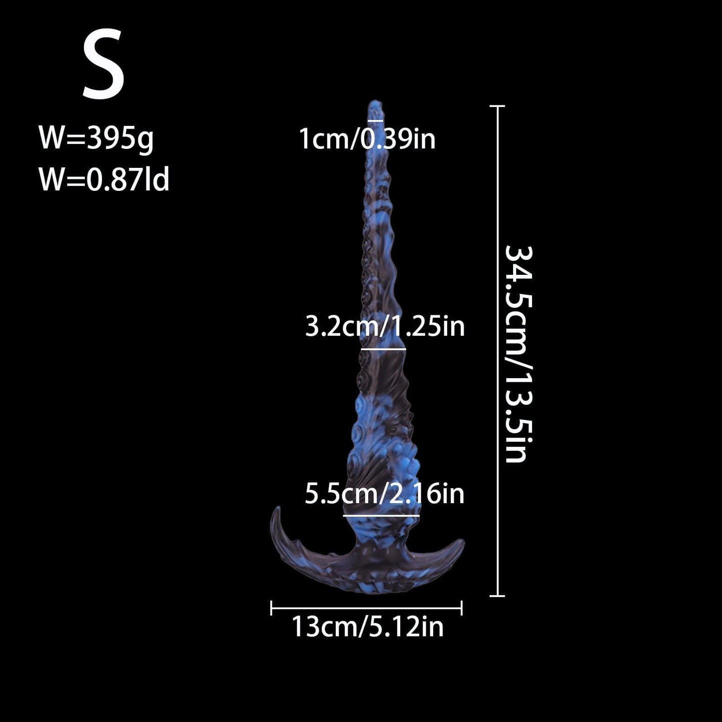 قضيب اصطناعي ضخم بطول 13.5 بوصة مع سدادة شرجية ضخمة وعقدة خيالية وحشية