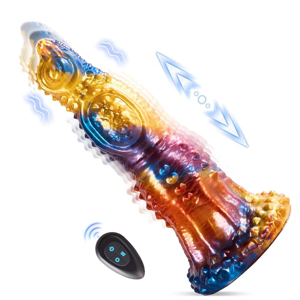 Bunter elektrischer Teleskop-Vibrationsdildo Golden Phoenix mit Fernbedienung 