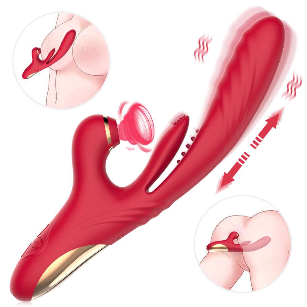 3-in-1 Saug- und Stoßvibrator mit Zunge für Klitoris und G-Punkt 
