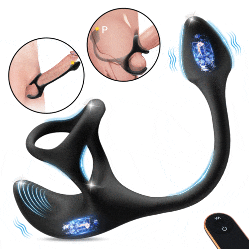 3 in 1 sphärischer vibrierender Analplug-Hodenstimulator mit Penisring
