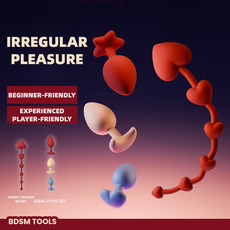 UPKO Heart-Shaped Anal Beads & Bullet Butt Plug Set