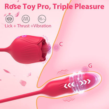 Rose Female Tongue Licking Egg Jumping Telescopic Masturbation