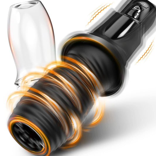 Gawk Gawk Schwarz (mit Abdeckung) Tivino rotierender Vibrations-Masturbationsbecher für Männer 
