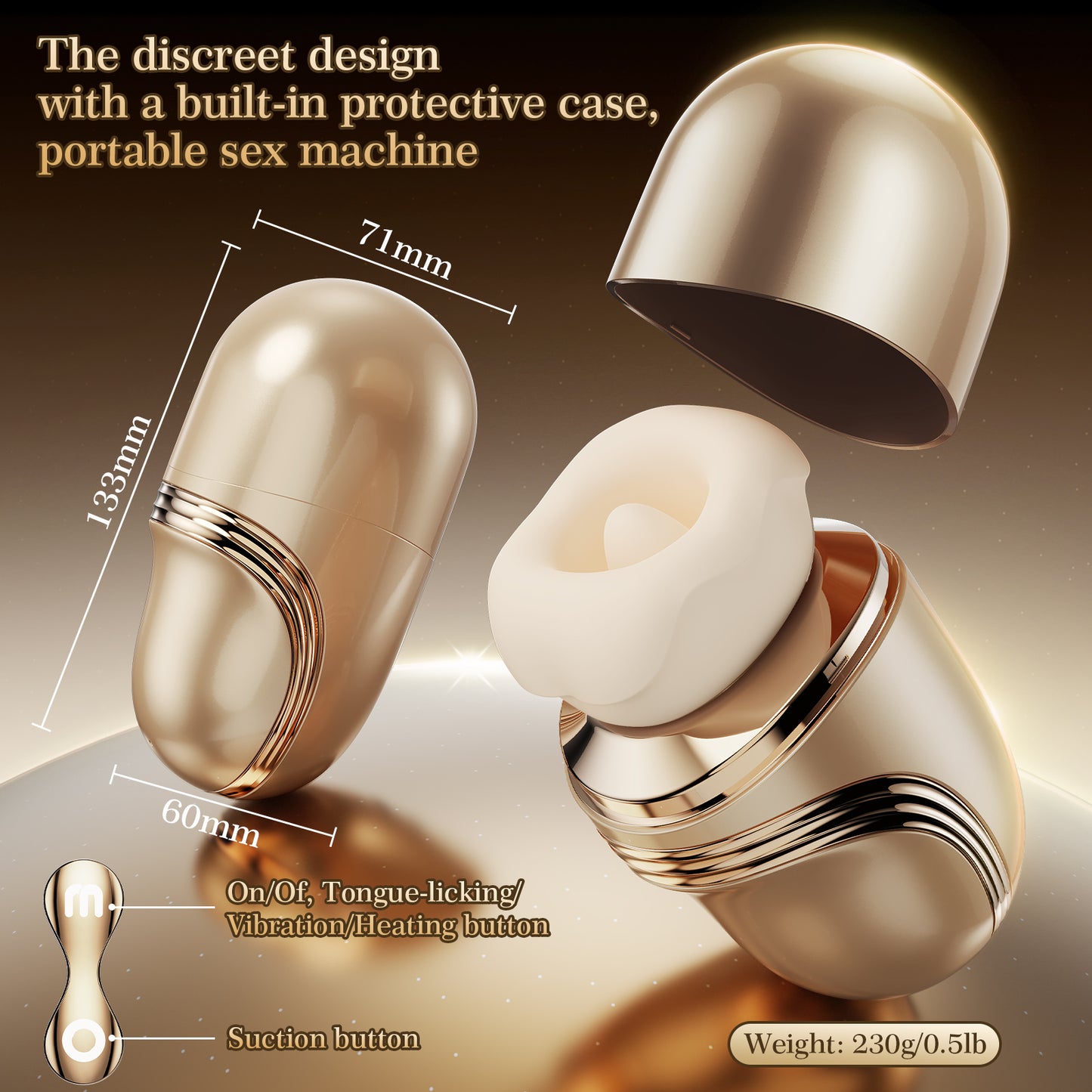 Luxury Gold Kissing & Tongue-Licking 5-in-1 Stimulator