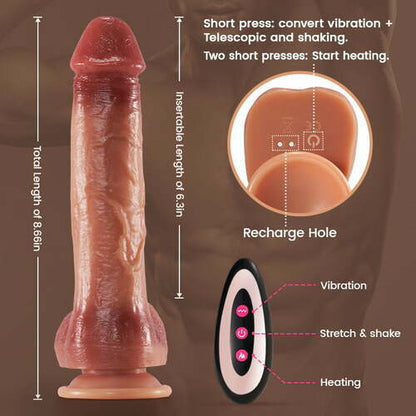8.66 Inch 9 Vibrating Thrusting Swing Intelligent Heating Realistic Dildo
