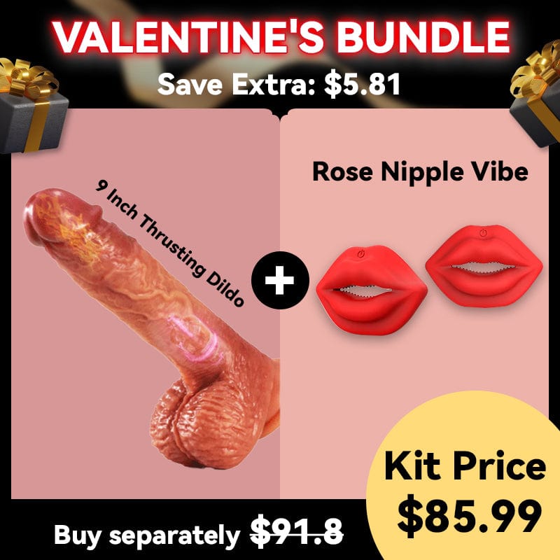 [Geschenk für Sie] 6,33 % Rabatt – 9-Zoll-Stoßdildo und APP-gesteuerter Rose-Nippelklemmen-Vibrator