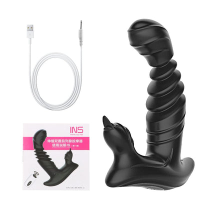 Telescopic Prostate Massager Double Shock Masturbation Anal Plug