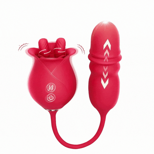 Rose Tongue Rose 10 Licking Thrust Clitoral Nipple Anal G Spot Vibrator