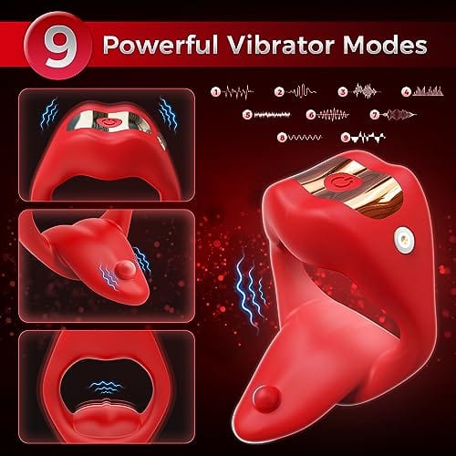 Penisring-Zungen-Design mit 9 Vibrationsmodi